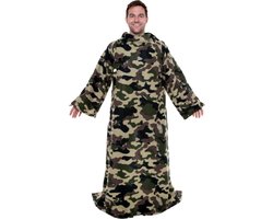 Snuggie Original - Fleece Deken met Mouwen - Green Camo - 180x137cm - Hoodie met Mouwen en Handige Zakken - Warme & Zachte TV Deken — cadeau in Wonen & Interieur