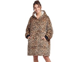 JAXY - Hoodie Deken - Snuggle Hoodie - Fleece Deken Met Mouwen - Snuggle - Cuddle Hoodie - 1450 Gram - Luipaard — cadeau in Wonen & Interieur