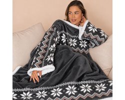 Fleece Deken met Mouwen - Plaid met Mouwen - Hoodie Deken - Hoodie Blanket - Huggle Hoodie - Snuggle Hoodie - Dekens - TV Deken - Zwart - Dames en Heren - Volwassenen - 180x130 cm - Noodpakket - Kerstcadeau - Snuggie Moment — cadeau in Wonen & Interieur