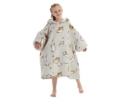 JAXY - Hoodie Deken Kinderen - Fleece Deken Met Mouwen - Snuggle Hoodie - Oodie Kids - 1150 gram - Kat — cadeau in Wonen & Interieur