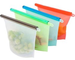 Siliconen Vershoudzakken | Bewaarzakken | Diepvrieszakken | Herbruikbaar | Lekvrij | Set 4-Stuks 1000ml | Vries & Hitte Bestendig | 4 Kleuren — cadeau in Cadeau-ideeën