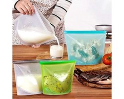 Herbruikbare siliconen zakjes, 4 stuks, herbruikbare diepvrieszakjes, boterhamzakjes Geschikt voor ritssluiting, Geschikt voor lunch, groenten, vlees, enz., multifunctionele opbergzakjes. — cadeau in Cadeau-ideeën