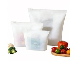 Boterhamzak Herbruikbaar - Diepvrieszakken - Diepvrieszakjes - Siliconen Vershoudzakken - Hersluitbare zakjes - Food savers - Lekvrij - 3stuks - 500/1000ml/1500ml — cadeau in Cadeau-ideeën