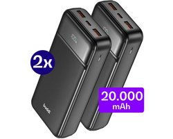 Buddi Boost - Duo Pack - 20.000 mAh Powerbank - Reisformaat - LED Display - USB-A - USB-C Snelladen - Universele Draagbare Oplader voor o.a. Samsung en iPhone - Ideaal voor Handbagage - Zwart — cadeau in Elektronica