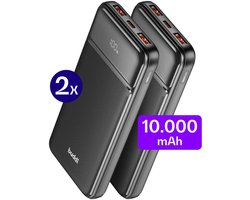 Duo Pack 10.000 mAh Powerbank Buddi Boost - Reisformaat - LED Display - USB-A - USB-C Snelladen - Universele Draagbare Oplader voor Telefoon & Tablet - Noodpakket - Ideaal voor Handbagage - Zwart — cadeau in Elektronica