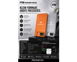 Ultra Slank Aluminium Magnetische Draadloze Powerbank 5000mAh / 10000mAh –Snellader-Fast Charging, Led Display, Portable, Ultra Slim 22.5W Snelladen – 15W MagSafe Draadloos – FS Power Pack Aluminium – Telefoonstandaard – LED Display – Oranje/Zilver — cadeau in Elektronica
