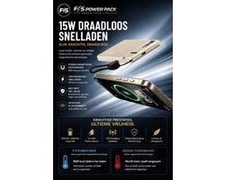 Ultra Slank Aluminium Magnetische Draadloze Powerbank 5000mAh / 10000mAh –Snellader-Fast Charging, Led Display, Portable, Ultra Slim 22.5W Snelladen – 15W MagSafe Draadloos – FS Power Pack Aluminium – Telefoonstandaard – LED Display – Oranje/Zilver — cadeau in Elektronica