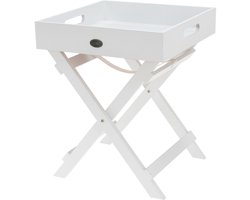 Relaxwonen - Dienblad - Bijzettafel - Ontbijt op Bed - Afneembaar Blad - Hout - Wit - 30x30x36 cm — cadeau in Koken & Dineren