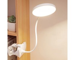 LED Leeslamp met Klem -Boeklampje - Klemlamp- USB Oplaadbaar - Flexibel -3 Lichtstanden - Voor Boek, Bed, Bureau — cadeau in Gadgets
