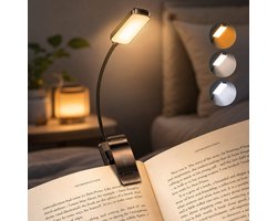BOTC LED Leeslampje voor boek - 3 Lichtstanden & Oplaadbaar - Boeklampje - Klemlamp - Verstelbaar - USB Oplaadbaar - Zwart — cadeau in Gadgets