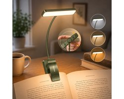 Sounix LED Leeslampje voor Boek met Klem - 315° draaibaar Leeslamp - 24 LED - Boeklampje met 3 Lichtstanden - Oplaadbare boeklamp USB - Dimbaar - Groente — cadeau in Gadgets