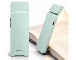 Sounix LED Leeslampje voor Boek met Klem - Boeklampje met 3 Lichtstanden - Oplaadbare boeklamp USB - Dimbaar - Mintgroen — cadeau in Gadgets