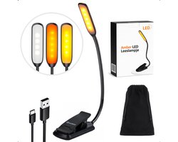 Led Leeslampje voor boek – 3 Standen oogvriendelijk licht – Dimbare oplaadbare klemlamp boeklampje bedlampje – Boekenlampjes leeslampjes – Woodoro — cadeau in Gadgets