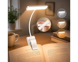 Sounix LED Leeslampje voor Boek met Klem - 315° draaibaar Leeslamp - 24 LED - Boeklampje met 3 Lichtstanden - Oplaadbare boeklamp USB - Dimbaar - Wit — cadeau in Gadgets