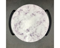 Maison Extravagante - Luxe onderzetters met marmer look voor glazen en mokken - Set van 6 - Wit- Inclusief zwarte metalen houder - Keramische onderzetters - Anti-slip - Rond — cadeau in Wonen & Interieur