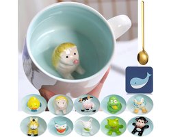 Hedgehog Mok Gift - Grappige Koffiemok - 3D Dierenmok - Keramisch - Schattige 350ml Theemok met Lepel & Onderzetter - Kerst Koffie Thee Mok - Schattig Verjaardagscadeau voor Vriendin Vrienden Mannen Vrouwen — cadeau in Cadeau-ideeën