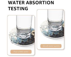 Set van 4 Absorberende Ronde Onderzetters - Decoratieve Keramische Onderzetters met Kurkbasis voor Mokken en Bekers — cadeau in Wonen & Interieur