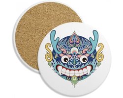 Drakenkop Onderzetters - Tegels Mok - Dranken Beschermen - Keramisch Materiaal - 10.2 cm Diameter - Multicolor — cadeau in Cadeau-ideeën