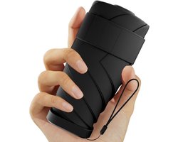 Mini opvouwbare, windbestendige reisparaplu met hoes, UPF 50+ zon- en regenbescherming, sterrenzwart. — cadeau in Sport & Outdoor