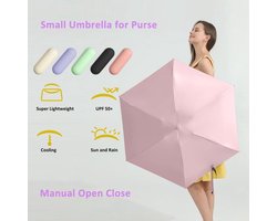 Paraplu's - Paraplu opvouwbaar -Reisminiparaplu - voor in de tas - met hoes - Kleine - compacte UV-bescherming - Lichtgewicht - klein opbergvakje - roze — cadeau in Sport & Outdoor