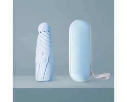 Mini Paraplu Opvouwbaar Lichtblauw – Compacte Zakparaplu met UPF 50+ – Lichtgewicht Reisparaplu 6 Ribben – Voor Zon en Regen Inclusief Hoes — cadeau in Sport & Outdoor