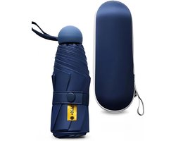 Draagbare opvouwbare parasol met capsule-hoes, voor op reis, donkerblauw, 90 x 53 cm, UV-bescherming. — cadeau in Sport & Outdoor