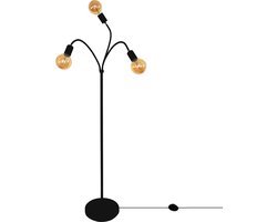 Trango 3-vlam 1531A-SD vloerlamp antraciet-mat *EARTH* incl. 3x 4W 3-traps dimbare E27 LED lamp 2500K goud-warm wit ca. H1550mm 3 lamparmen draaibare vloerlamp, kantoorlamp — cadeau in Wonen & Interieur