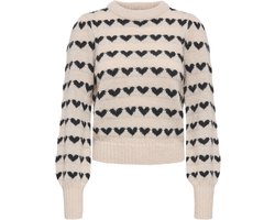 Jacqueline de Yong Trui Jdysigrid Life L/s On Puff Pull Knt 15304813 Cement/w. Black Hearts Dames Maat - L — cadeau in Cadeau-ideeën