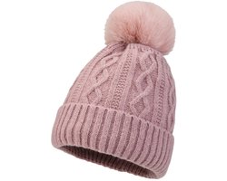 1 stuk dames wintermuts, wollen muts, thermische laag katoen met pompon, dames outdoor skiën,roze — cadeau in Mode & Accessoires