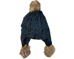 Gewatteerde Winter Muts met Pompons Zwart - One size - 100% Viscose Wol - Lekker zacht Gevoerd — cadeau in Mode & Accessoires