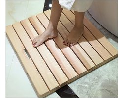 Bamboe badmat - Douchemat vloer - Veilig douchen - Antislip ontwerp - 60 x 70 cm - Naturel — cadeau in Wonen & Interieur