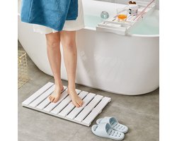Badmat - Bamboe - Douchemat antislip - Voor in douche of bad - Houten - Douchemat - Badkamer mat - Saunamat - Wit — cadeau in Wonen & Interieur