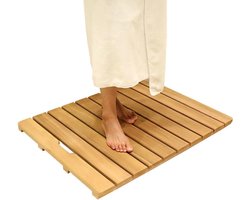 Bamboe Duckboard Badmat, Niet -Slip Douche Badkuipmat, Houten Lade, Badkuipaccessoires, Anti Slip Badmatten Voor Bad, Waterdichte Houten Vloermat Voor Binnen of Buiten,80x90cm/31x36in — cadeau in Wonen & Interieur
