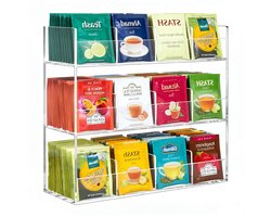Dailygoods- Theezak-organizer 12 vaks - Acryl - Transparant - Ruimte voor 216 theezakjes - Stijlvolle thee-opslag - Duurzaam en robuust - Theedoos — cadeau in Wonen & Interieur