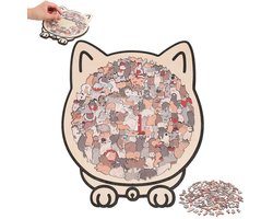 Houten kattenpuzzel - houten puzzel voor volwassenen in de vorm van een kat - Kleurrijke houten puzzel in de vorm van een kat - creatieve kattenpuzzel - Creatief cadeau voor kattenliefhebbers - Woondecoratie — cadeau in Spellen & Speelgoed