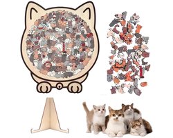 Puzzel - 135 stukjes puzzel - Houten kattenpuzzel - Kat-Vormige Puzzels - Legpuzzel volwassenen - kinderpuzzel - Creatief cadeau voor kattenliefhebbers - Houten puzzel Kat - Onregelmatige puzzel — cadeau in Spellen & Speelgoed