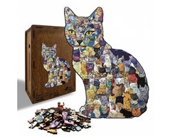 Ryoudavell - Houten Puzzel voor Volwassenen - Kattenpuzzel - Houten Puzzel - puzzel - 183 Stukjes - spaarpot volwassenen - FSC-gecertificeerd hout (Formaldehyde-vrij) -stijl - Cadeau & Decoratie - 21 x 32 cm - Niet compatibel met LEGO — cadeau in Spellen & Speelgoed