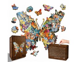 Ryoudavell - Houten Puzzel voor Volwassenen - Betoverende Vlinder - Houten Puzzel - puzzel - 162 Stukjes - spaarpot volwassenen - FSC-gecertificeerd hout (Formaldehyde-vrij) -stijl - Cadeau & Decoratie - 28 x 28 cm - Niet compatibel met LEGO — cadeau in Spellen & Speelgoed