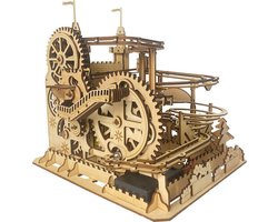 Meedeer Houten Bouwpakket-3D puzzel-houten puzzel-mechanische constructie-Set met houten achtbaan met knikkers voor volwassenen en kinderen-met de hand in elkaar te zetten-mechanisch tandwiel-3D-puzzel-constructieset met 10 stalen knikkers — cadeau in Spellen & Speelgoed