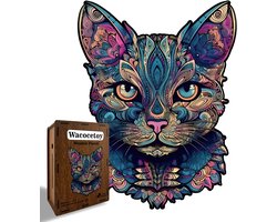 Casalora Houten Puzzel voor Volwassenen 174 Stukjes – Kattenkop – Unieke Vorm Puzzel — cadeau in Spellen & Speelgoed