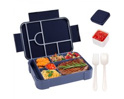 Lunchbox - Broodtrommel - 1330 ml - Broodtrommel voor Kinderen - Bento Box - Bentoboxen met Bestek - Lekvrij - Geïsoleerde Lunchbox Geschikt Voor Volwassenen en Kinderen, Picknick, Werk, School - Zwart — cadeau in Koken & Dineren