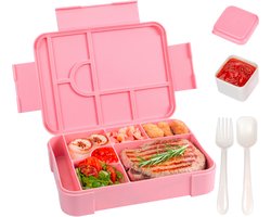 Lunchbox - Broodtrommel - 1330 ml - Broodtrommel voor Kinderen - Bento Box - Bentoboxen met Bestek - Lekvrij - Geïsoleerde Lunchbox voor Volwassenen en Kinderen, Picknick, Werk, School - Roze — cadeau in Koken & Dineren