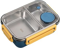 Lunchbox - Geïsoleerde bento box - 304 RVS lunchbox met bestek - Luxe broodtrommel met 3 vakken - Bento-lunchbox voor kantoor en school - 850ml - roze — cadeau in Koken & Dineren