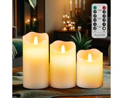 Aurae Led Kaarsen met Bewegende Vlam - 3x - Echte Wax - Afstandsbediening - 250+ Branduren - op Batterijen - Flikkerende Vlam - Timer - Kerst Kaarsen — cadeau in Wonen & Interieur