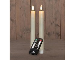 Anna's Collection LED dinerkaarsen - USB oplaadbaar - 2x st - ivoor wit - 23 cm - afstandsbediening — cadeau in Wonen & Interieur