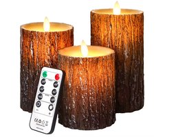 LED Kaarsen Met Afstandsbediening - Bewegende Vlam - Echte Wax - Elektrische Kaarsen - Op Batterijen - Dimbaar en Timer Functie - Set van 3 — cadeau in Wonen & Interieur