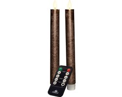 Anna's Collection LED dinerkaarsen - 2x st - brons - 23 cm - met afstandsbediening — cadeau in Wonen & Interieur