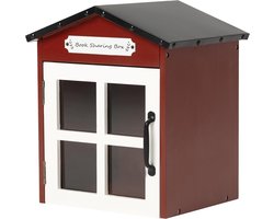 Boekenbibliotheek Buiten - Boekenkast Tuin - Boeken Delen - Waterdicht Dak - 43cm Hoog - Rood — cadeau in Cadeau-ideeën