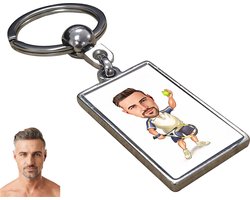 Tennis Karikatuur - Gepersonaliseerde Karikatuur Sleutelhanger met Jouw Foto - Cadeau - Verjaardag - Kerst - Kado - Valentijn - Vaderdag - Vaderdag cadeautje - Vaderdag cadeau voor papa - Gepersonaliseerd Cadeau — cadeau in Eigen foto/tekst