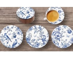 Onderzetters Delfts Blauw - 6 stuks - Set van 6 - Onderzetters - Coasters - Houten onderzetters - Onderzetters voor glazen - Onderleggers voor glazen of Kopjes - Grappige teksten - Verjaardagscadeau - Moederdag - Vaderdag - Fun Cadeau — cadeau in Wonen & Interieur